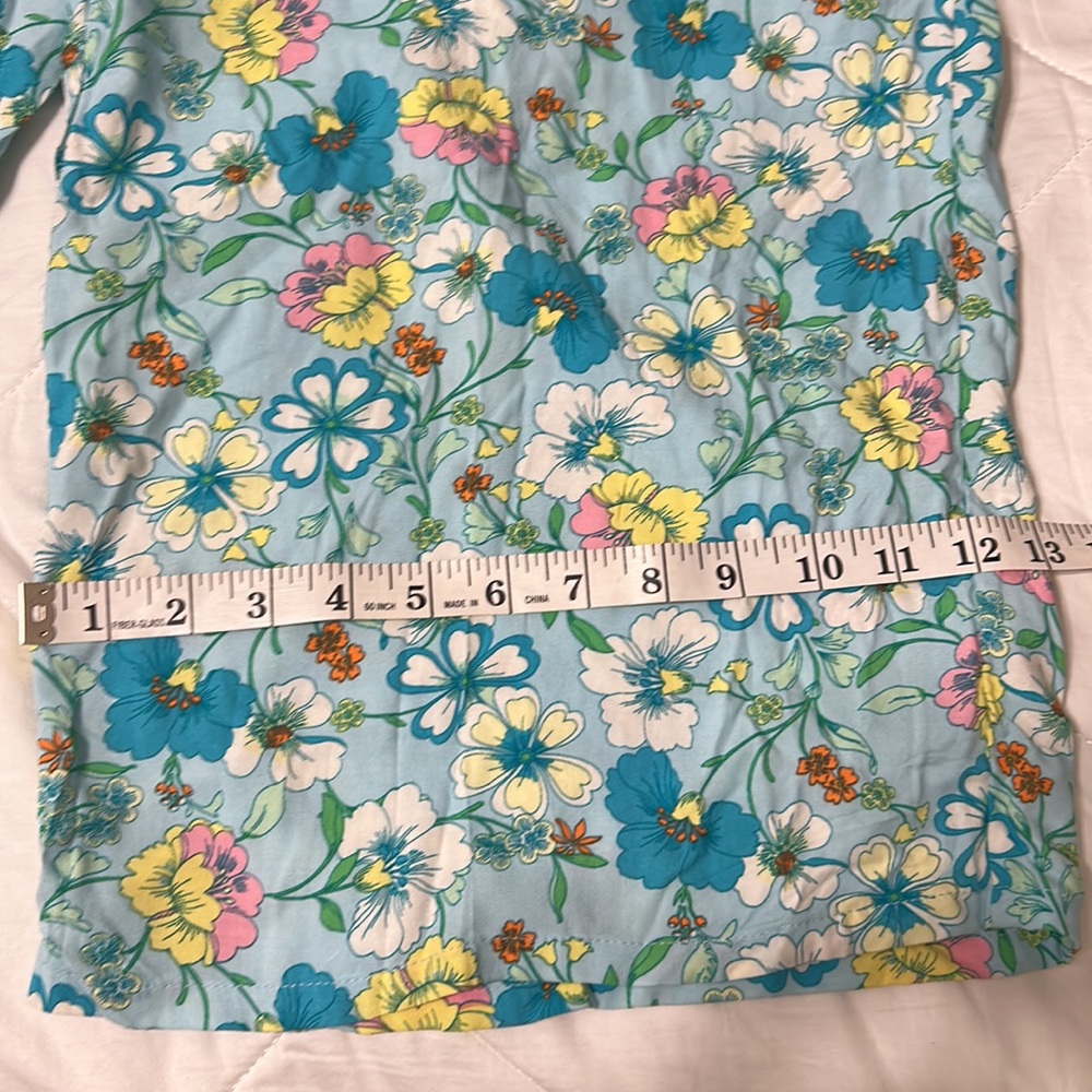 Bebop pants palazzo style rayon casual floral printed blue lounge, New XL, 2X - Picture 8 of 11